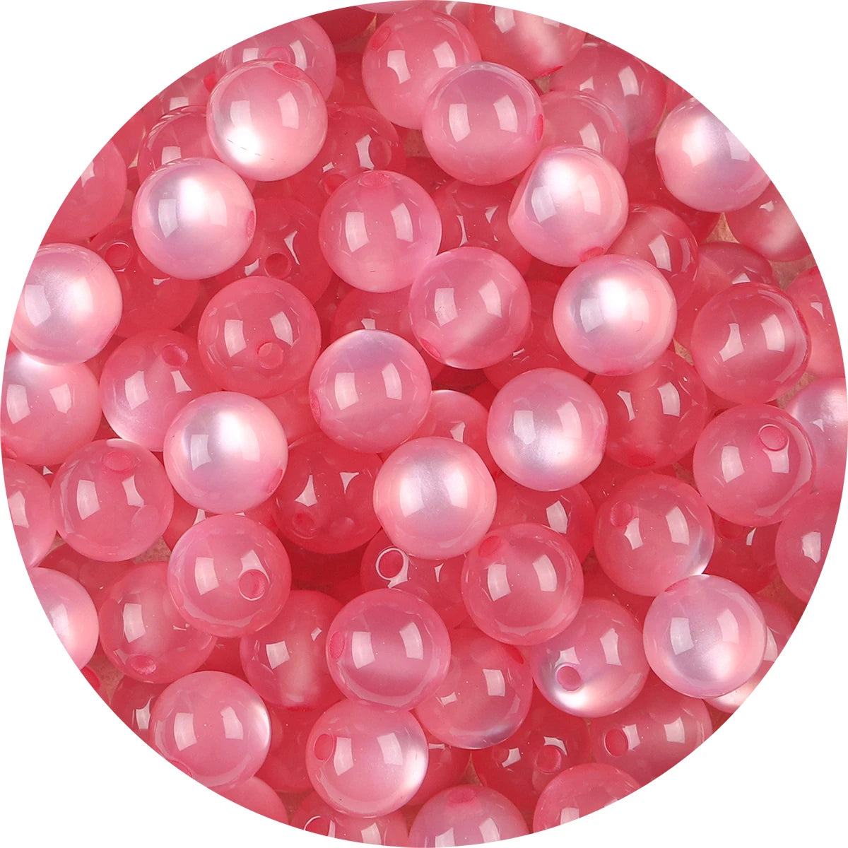 100pcs pack Resin Imitation Cat Eye Round Beads ColorfulStraight Hole Loose Beads Handmade Diy Beaded Earrings AccessoriesBracel