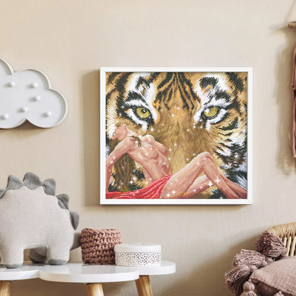 Full Embroidery Beads Printed 9CT Animal Cross Stitch Kit Home Art Craft Bead Embroidery Wall Hanging for New Year Gift