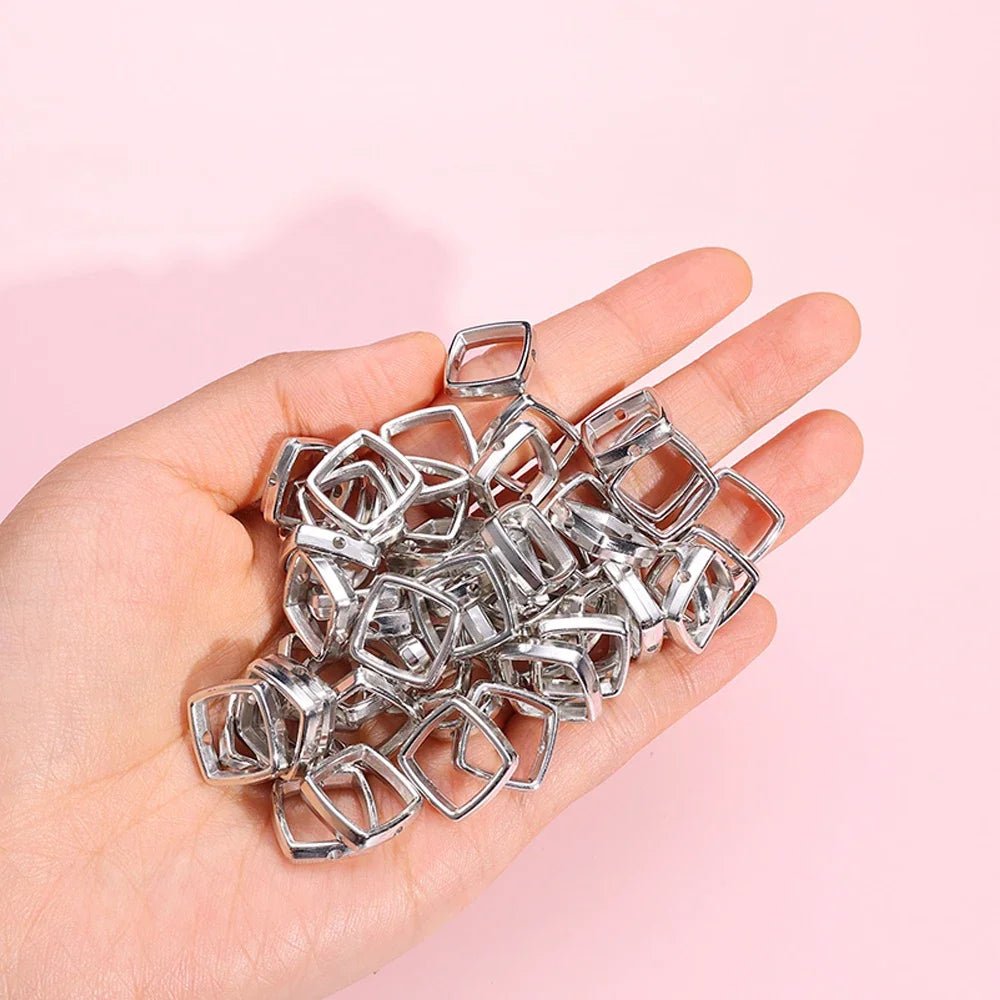 50pcs Silver Heart Hollow White K Loose Spacer Beads for Jewelry Making DIY Small Holes Necklace Bracelets Charms Accessories