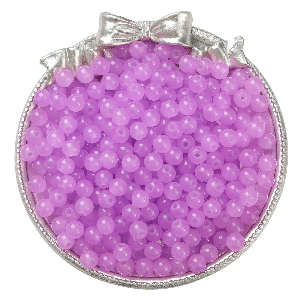 4/6/8/10mm Jelly Painted Glass Imitation Jade Round Beads - DIY Jewelry (Bracelet/Necklace) & Accessories 100/50/20pcs/Pack