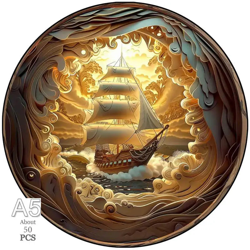 Animal Puzzle Wood Tiger Sailboat Cat Wooden Puzzles Medium Difficulty Jigsaws for Kids Adult Holiday Gifts Home Deco