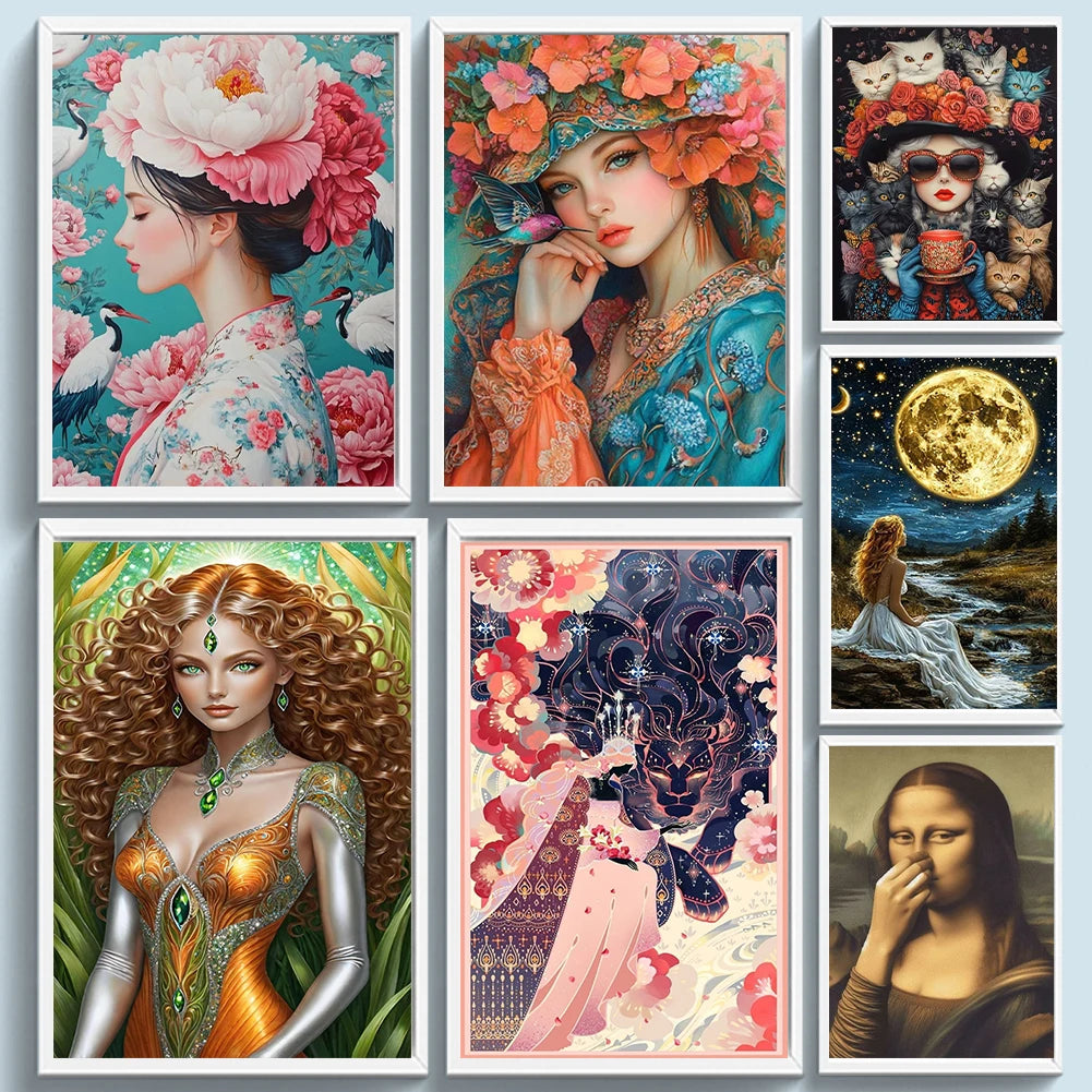 Full Embroidery Eco-cotton Thread 11CT Printed Girl Cross Stitch Kit Art