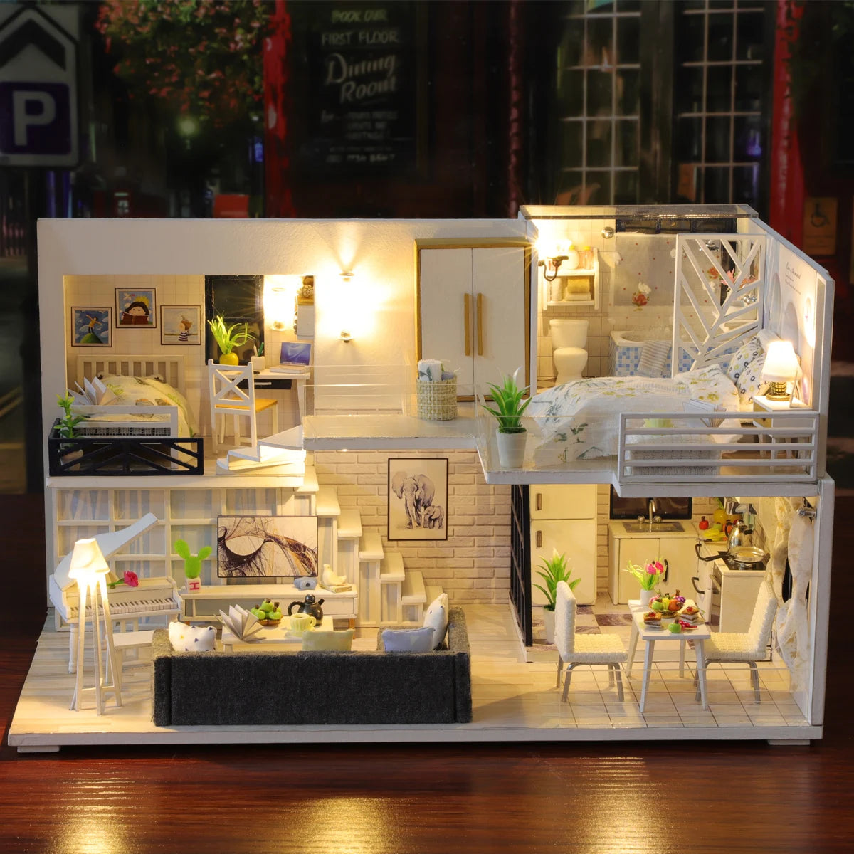 Micro assembled DIY building model doll house kit home handmade 3D puzzle girl toy room bedroom decoration with furniture