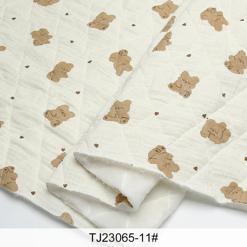 0.5m/2m Thicken Pure Cotton Double-layer Crepe Quilted Cotton Printed Fabric for Sewing Children's Clothing Blankets DIY Fabrics