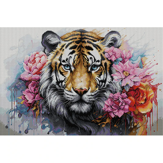 Tiger Printed Cross Stitch Kit 62x44cm DIY 14CT Thread Art Needlework Home Decor