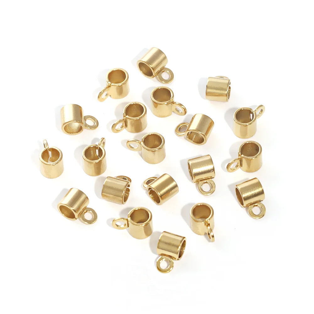 20pcs/lot Stainless Steel Hole 4mm Gold Round Charm Pendant Connectors Bracelet Beads Diy Earrings Bracelet Jewelry Findings