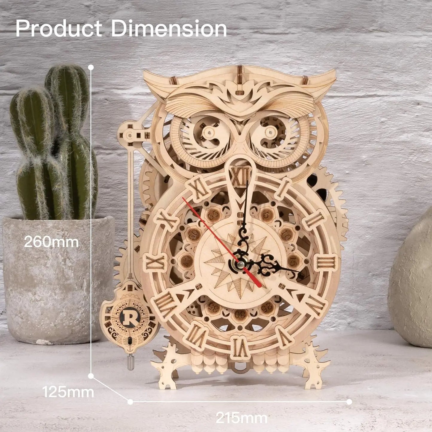 Robotime ROKR 3D Wooden Puzzle Owl Clock Model Building Kit Toys for Children Kids Boys LK503