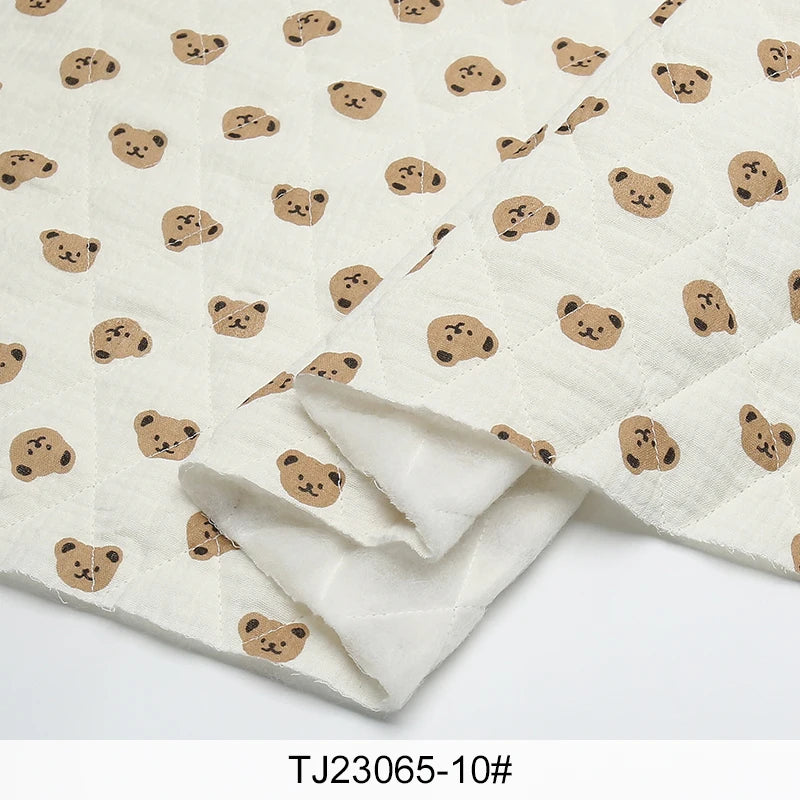 0.5m/2m Thicken Pure Cotton Double-layer Crepe Quilted Cotton Printed Fabric for Sewing Children's Clothing Blankets DIY Fabrics