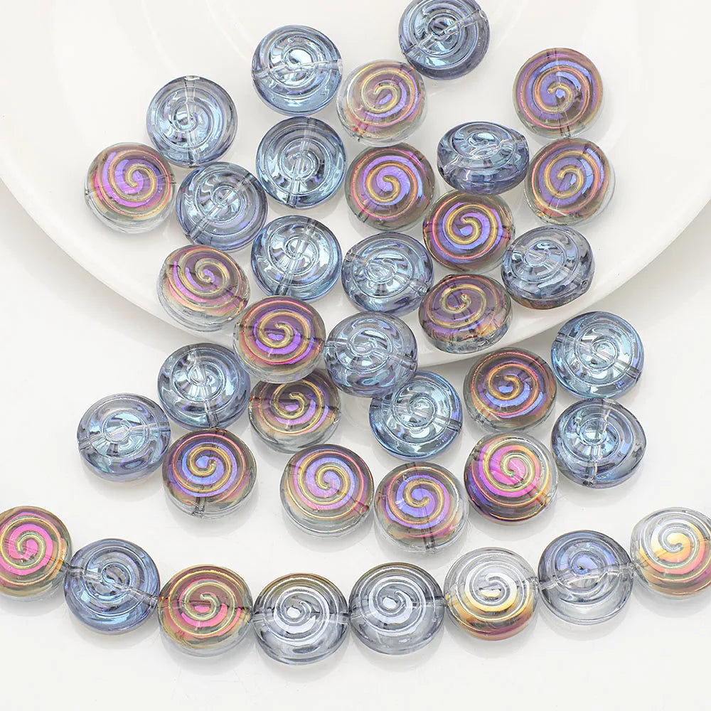 30Pcs 12mm Crystal Glass Round Loose Beads Screw thread Shape for Jewelry DIY Making Bracelet Earring Necklace Garment Decor