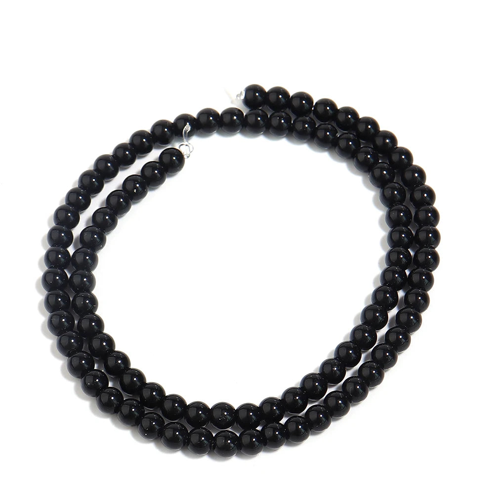 1 Strand Natural Stone Black Onyx Agate Round Loose Beads 2-20MM Pick Size For Crafts Making DIY Bracelet Necklace Accessories