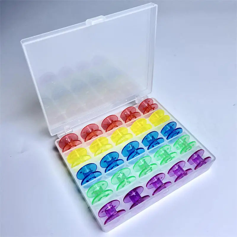 25 Grid Clear Empty Bobbins Storage Box Or 25 Pcs Sewing Bobbins Spools With Box For DIY Household Sewing Machine Accessories