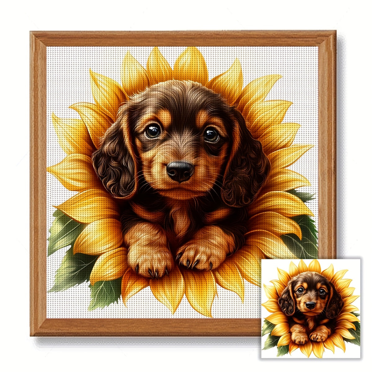 JOZYSH 1set 40x40cm/15.7x15.7Inch DIY Cross Stitch Kit Frameless, Cute dog, stamped cross stitch kits, Embroidery Set for Home Decor, Includes Patterned Fabric & Threads, Perfect for Living Room Entrance or Bedroom Decoration