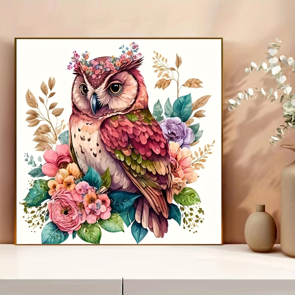 DIY Bead Embroidery Art 11CT Printed Canvas Elegant Floral Owl Design Thread DIY Craft Cross Stitch Kits Animal Needles Threads Home Decoration, Best for Christmas, Perfect for Thanksgiving