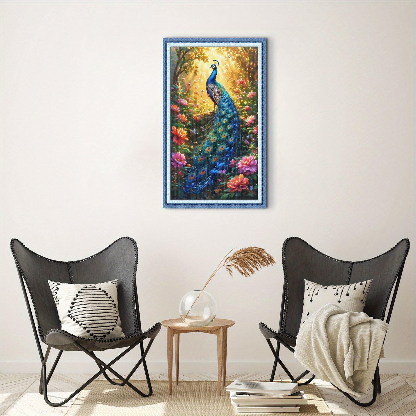 Stamped Cross Stitch Kits for Adults, Peacock Embroidery Kits for Beginners, 11CT Patterns, Counted Embroidery Needlepoint Kits Home Decor, 15.7 x 27.5 inch