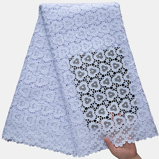 White African Water-Soluble Lace Fabric with Sequins - Nigerian Style Floral Pattern for Wedding, Party, and Prom Dresses, Hand Wash Only, Wedding Dresses, Party Dresses, Elegant Dresses, Intricate Lacework