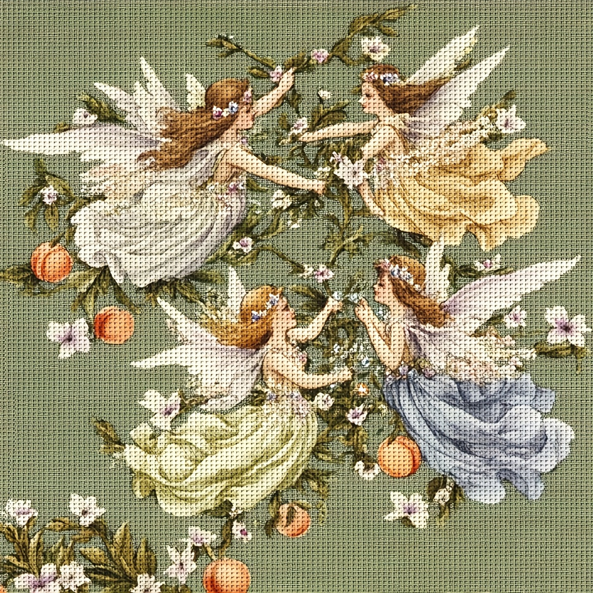 JOZYSH 1 Set Enchanted Forest Fairies Cross Stitch Kit - 40x40cm/15.7x15.7in, 11CT/14CT, Beginner-Friendly with Canvas, Needle, Thread & Instructions, Fantasy Art Craft for All Seasons, Crafting Kit|Whimsical Design|Detailed