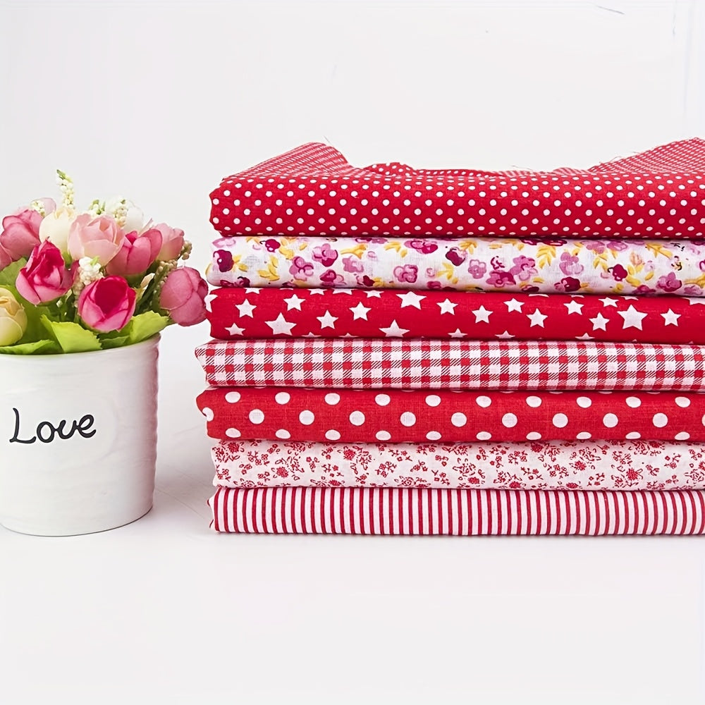 7pcs 9.84inch x 9.84inch Cotton DIY Making Supplies Quilting Patchwork Fabric Fat Quarter Bundles for Quilting, Different Patterns Printed Cotton Squares Handmade Craft Cloths Bundle for Sewing Patchwork, Quilting, DIY Scrapb