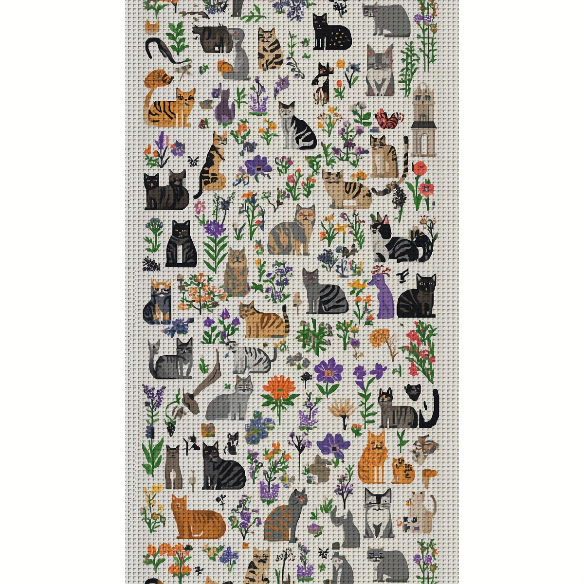 JOZYSH, 1pc, 40x70cm/15.7x27.6Inch, DIY Cross Stitch Kits, Embroidery Crafts Sets, Cats and Cats Army, Patterned Printed Cross Stitch Kits, Random Thread Board Cross Stitch Material Kits, Living Room Entrance Bedroom Decorati