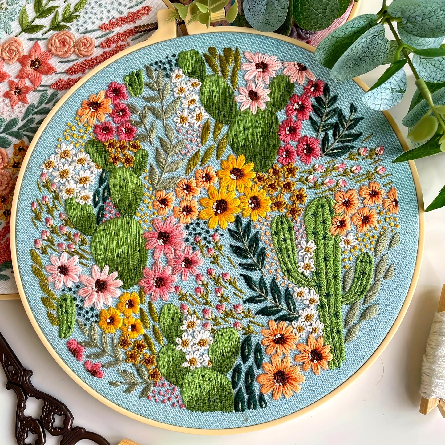 3pcs Embroidery Kit for Beginners Needlepoint Cross Stitch Kits for Adults,Stitch Learning DIY Kit with Easy Instruction