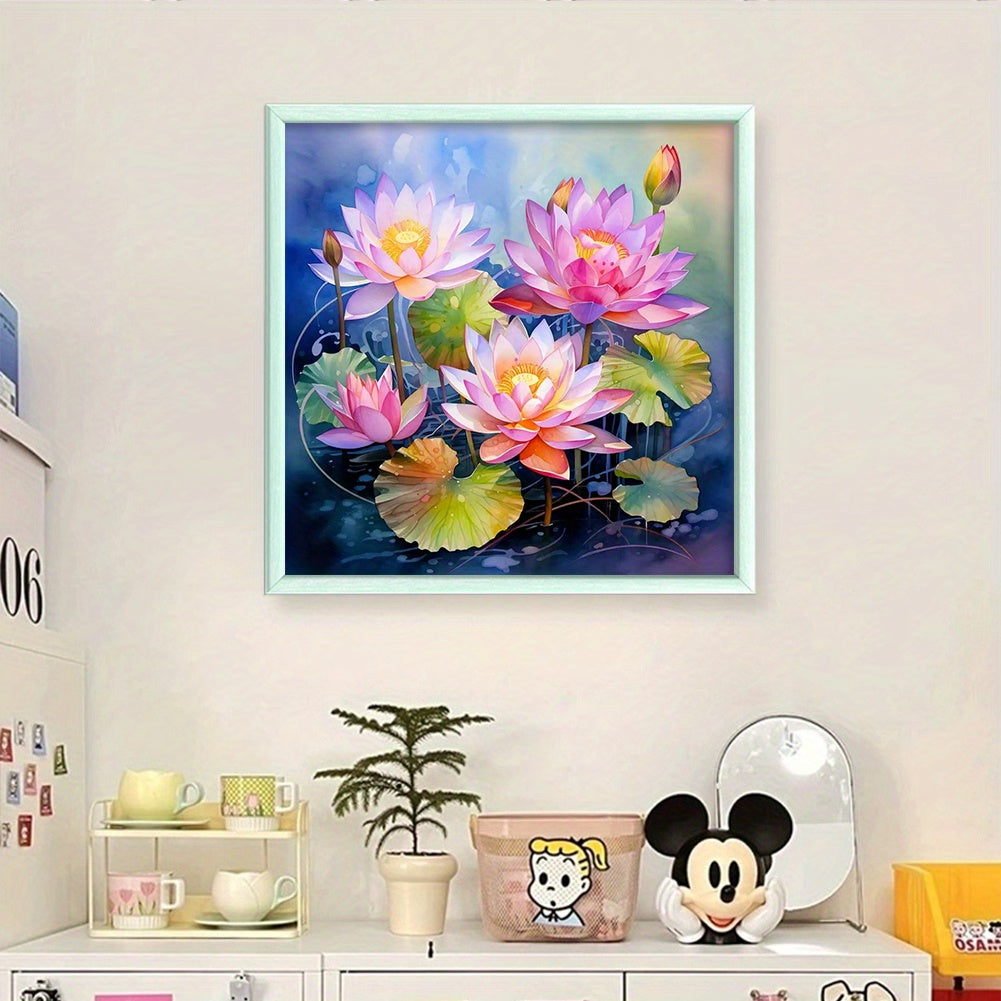 for Lotus Printed Cross Stitch Kit 17.72x17.72inch 14CT Thread Art Needlework Home Decor, Small Cross Stitch Kits, Creative Hobby, Handmade Gift, Floral Design, Artistic Needlework, Detailed Stitching, Highquality Thread, Nee