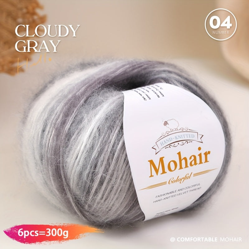 1 large bag = 6 skeins of yarn, rainbow gradient colors available. Suitable for DIY crafting materials such as knitting tops, pants, scarves, gloves, and other handmade items. Composition: 90% polyester, 10% wool