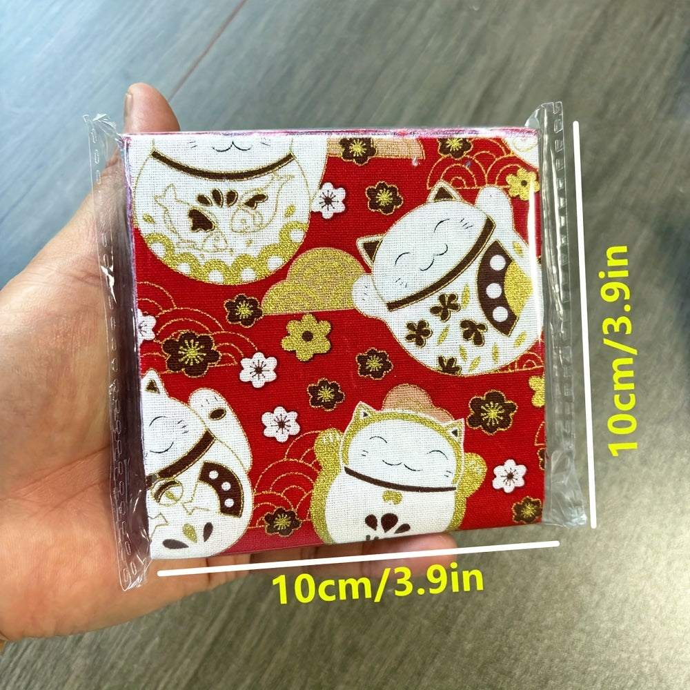 50pcs 3.9*3.9in Japanese Fabric Squares Print Pre-cut Quilting Fabric Bundle for DIY Sewing and, Bag, Clothing Accessories, Thanksgiving, Valentine's Day and New Year's Perfect Choice, DIY Patchwork Sewing