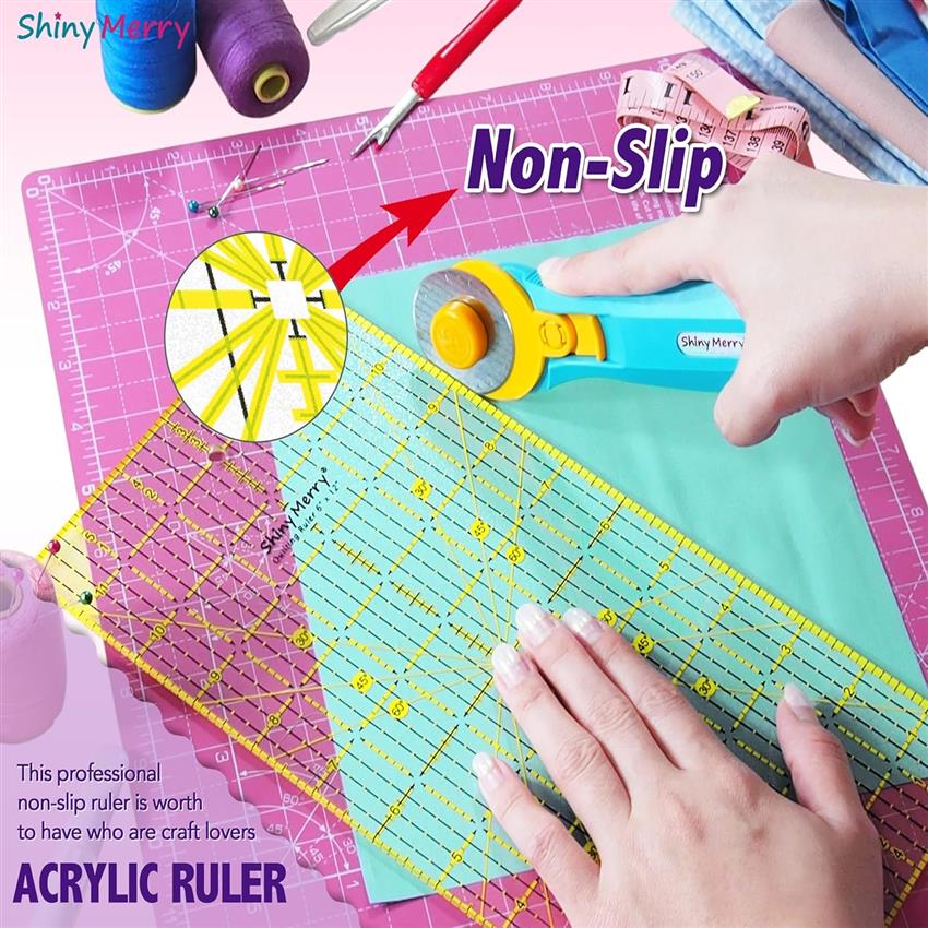 Shiny Merry Quilting Ruler 6 | Color, Grid Pattern for Quilting Projects