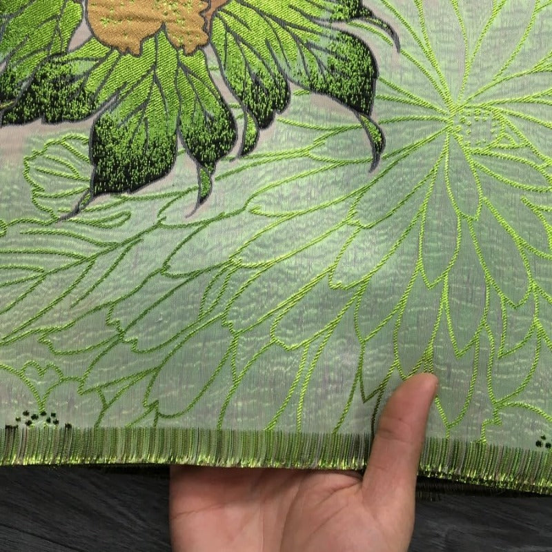 1 Roll/5 Yards African Lace Fabric French Jacquard Brocade with Golden Embroidery & gilding - Wide Width (39-47in) Luxury Wedding Dress Fabric, Multicolor (21+ Colors) Base for Evening Gowns, Bridal Attire, Skirts & Shawls -