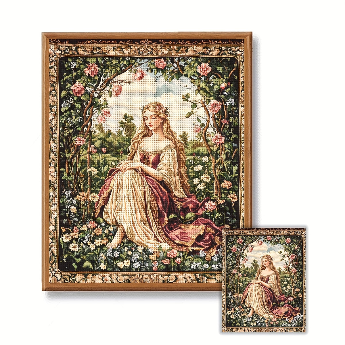 ZUOANLF 1set 40x50cm/15.7x19.7Inch DIY Cross Stitch Kit Frameless, Beautiful woman, stamped cross stitch kits, Embroidery Set for Home Decor, Includes Patterned Fabric & Threads, Perfect for Living Room Entrance or Bedroom De