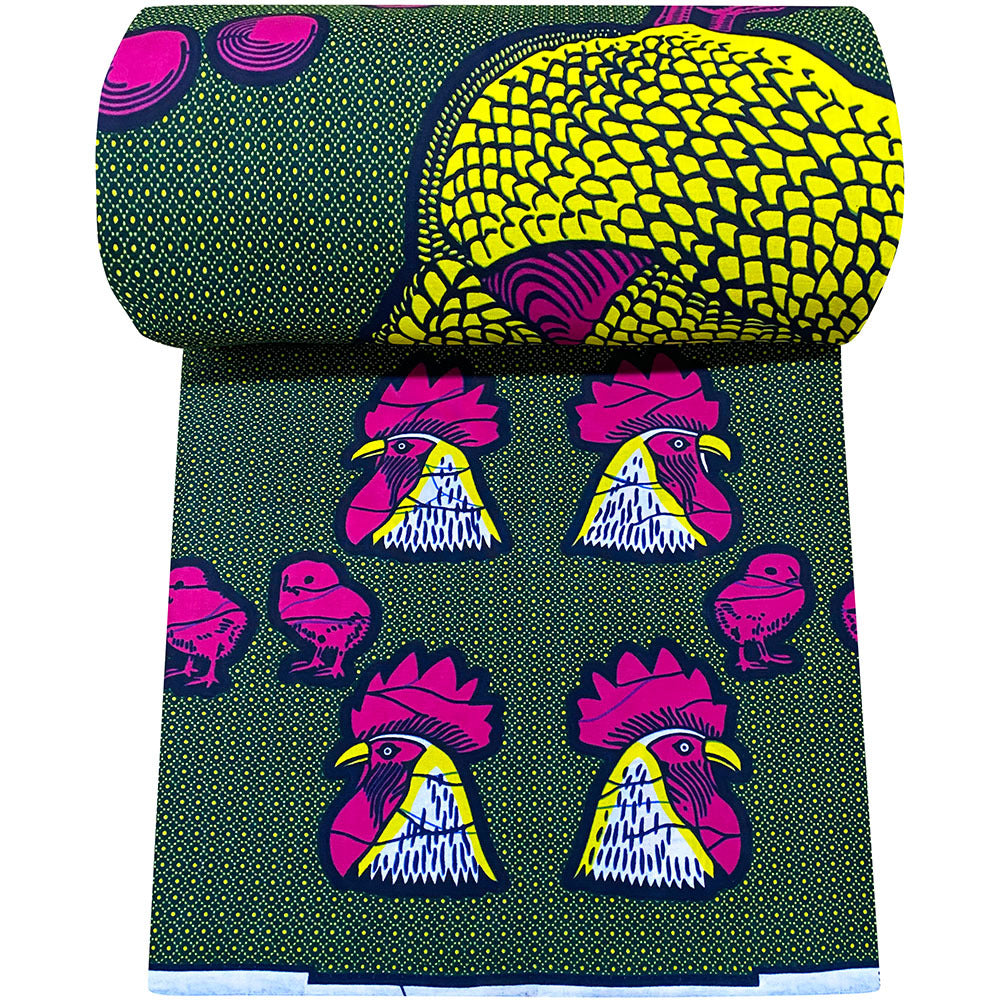 African 100% Cotton by the - Traditional Ankara Print with Ghanaian Fante Shrotes & Adinkra Symbols, Multicolor (Pink/Yellow/Black) Hand Wash Only for Quilting, Sewing, African Fashion Clothing & Cultural Crafts