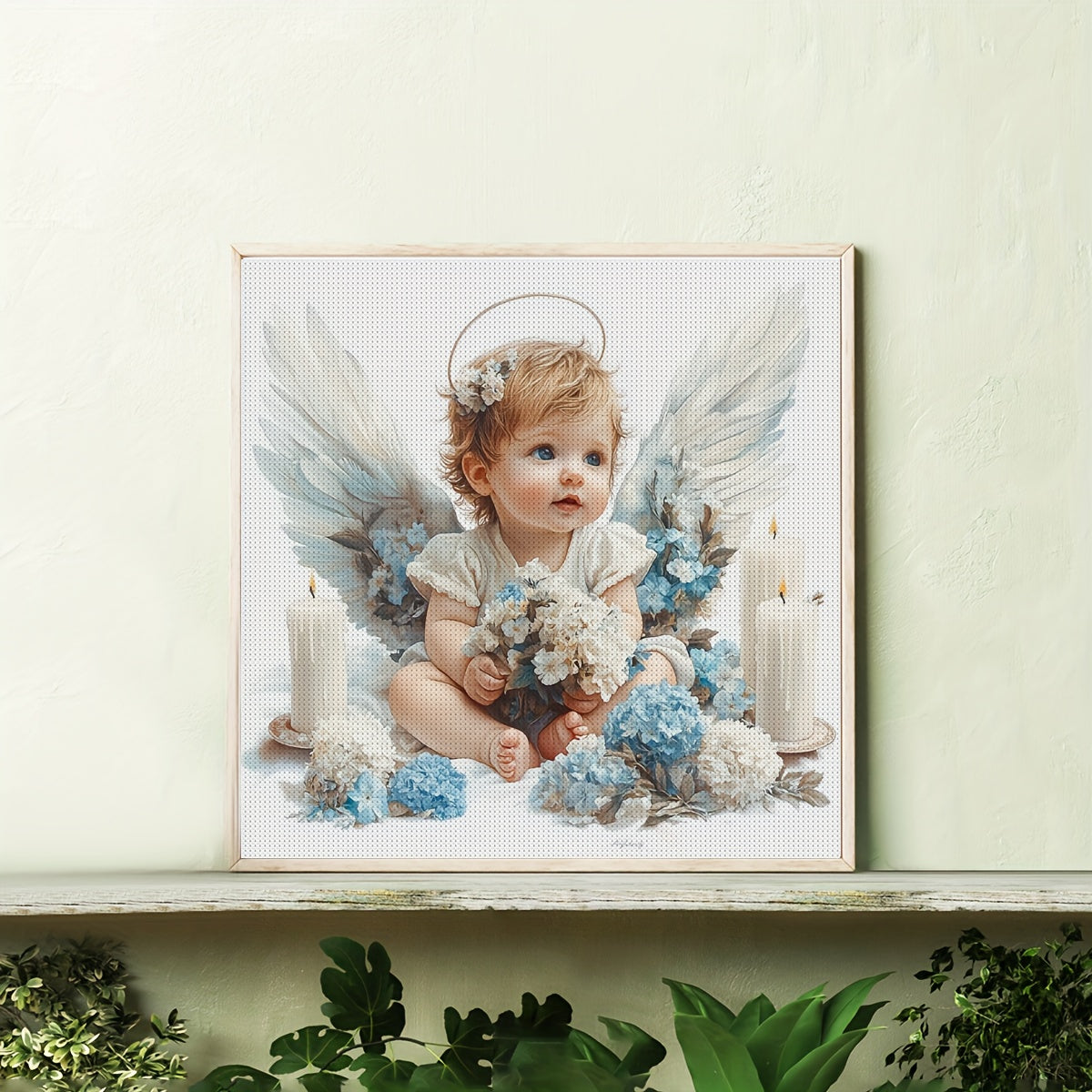 JOZYSH 11x11" Angel Cross Stitch Kit - Relaxing DIY Embroidery for Beginners, Includes Printed Fabric, Needle, Thread, Patterns & Instructions, Perfect for Home Wall Decor, Relaxing Craft Kit|Whimsical Design|Easy Embroidery