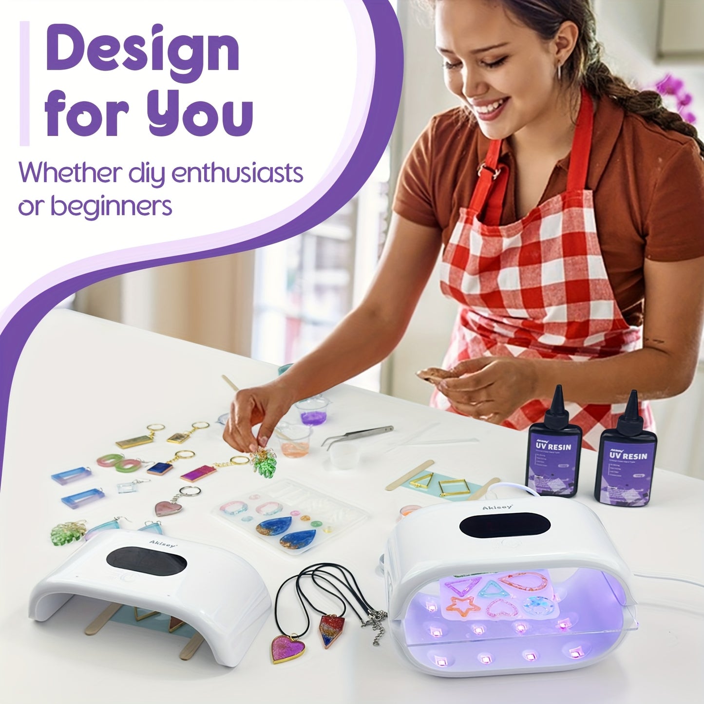 Jewelry Making Kit - Highly Clear Resin With Upgraded Lamp, Resin Accessories For Keychains, Jewelry