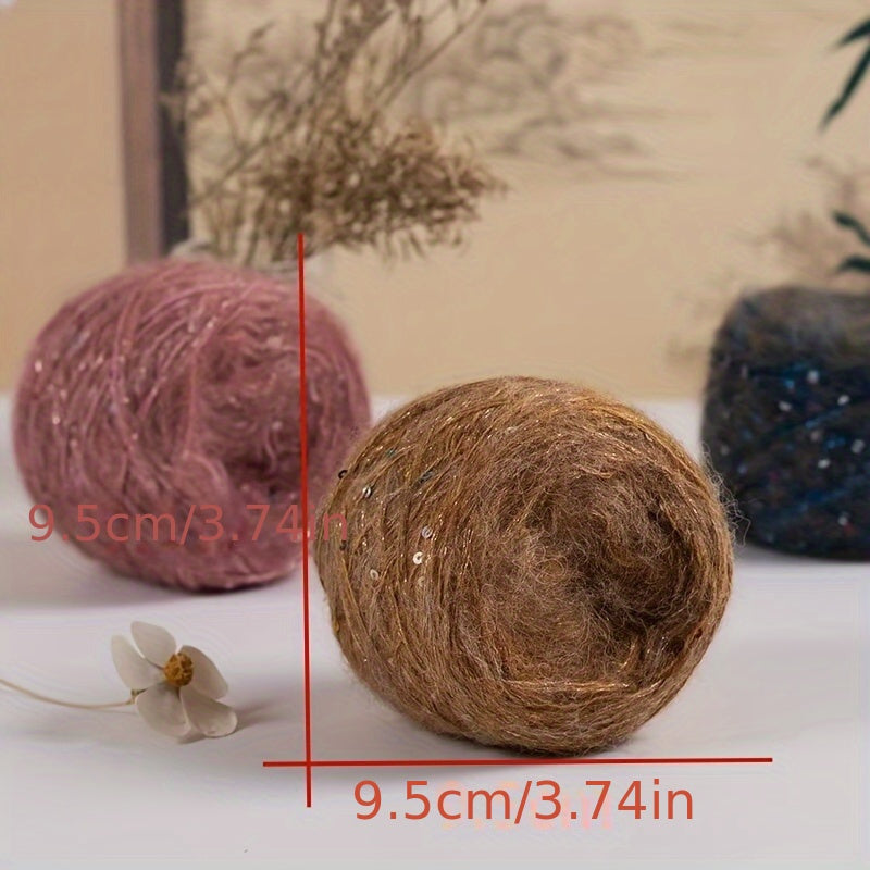 4 Skeins of Sequined, 1.76 oz Per Skein, for Hand-Knitting Coats And Scarves.