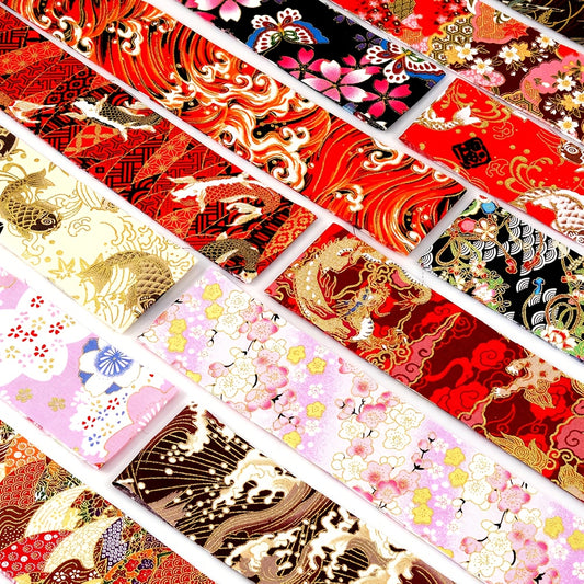 40pcs Washable Quilting Fabric Strips - Pre-Cut Crafting strips with Floral, Paisley, Abstract Patterns - Navy Blue, Red, Pink, Golden, Beige, Brown, Purple, Teal - for Quilting, Upholstery, Bags, Home Decor - Ideal for Begin