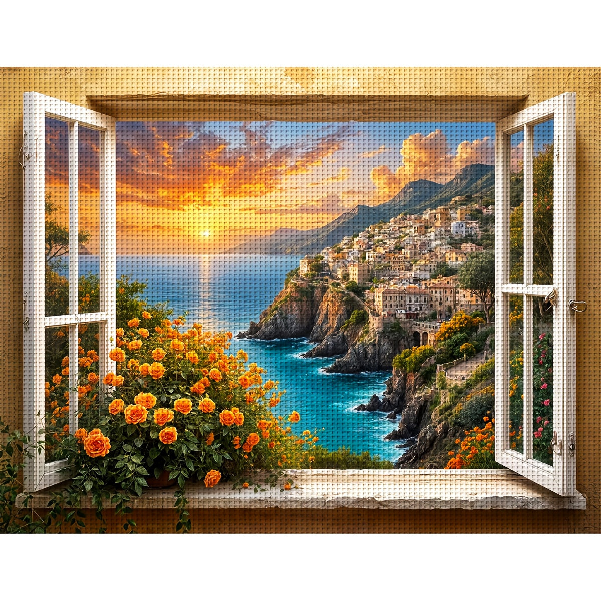 ZUOANLF 1set 40x50cm/15.7x19.7Inch DIY Cross Stitch Kit Frameless, Beautiful scenery, stamped cross stitch kits, Embroidery Set for Home Decor, Includes Patterned Fabric & Threads, Perfect for Living Room Entrance or Bedroom