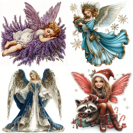 ZUOANLF 1 Set 40x40cm-15.7x15.7in Unframed 11CT/14CT Print Fabric Cross Stitch DIY Kit, Angel Series Patterns - Relaxing Adult Beginner Cross Stitch Set with Printed Fabric, Needle, Thread, Patterns & Instructions - Perfect f