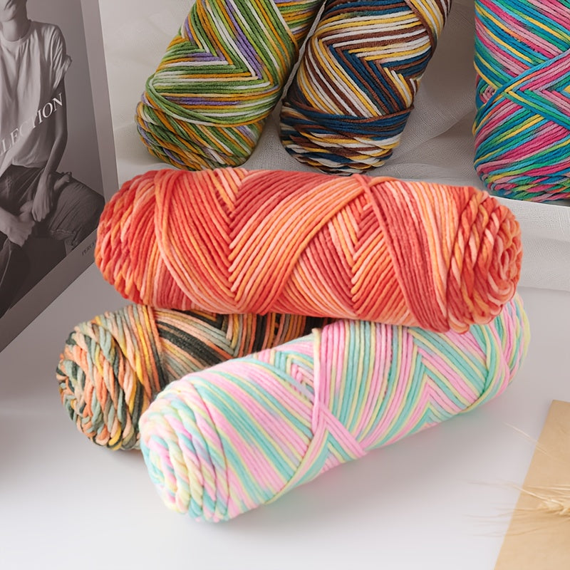 1 Large Bag 600g Soft Ombre Yarn Rainbow Gradient Colorway for Crafting, Casual Hand-Knitting Materials to Make Fashionable Sweaters, Scarves, Hats, Gloves, Storage Baskets