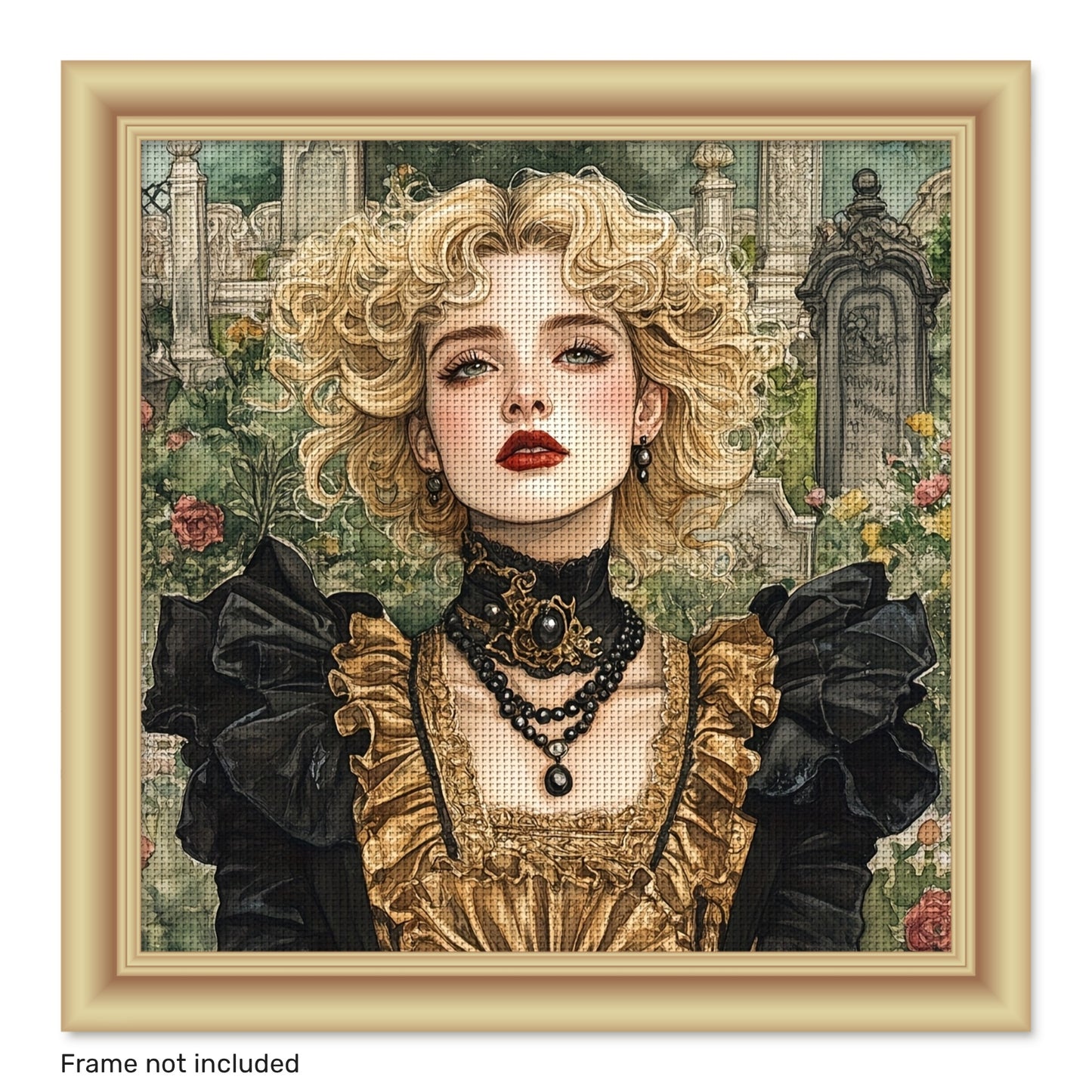 JOZYSH 1set 50x50cm/19. 7x19. 7Inch DIY Cross Stitch Kit Frameless, Beautiful woman, stamped cross stitch kits, Embroidery Set for Home Decor, Includes Patterned Fabric & Threads, Perfect for Living Room Entrance or Bedroom D