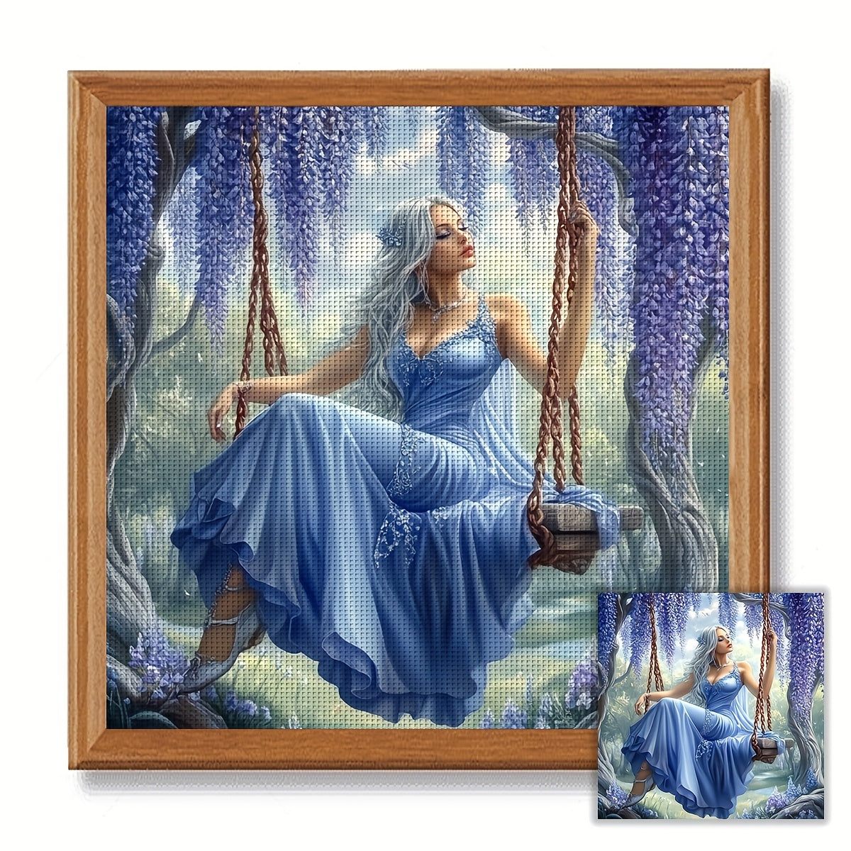 JOZYSH 1set 50x50cm/19. 7x19. 7Inch DIY Cross Stitch Kit Frameless, A beautiful woman, stamped cross stitch kits, Embroidery Set for Home Decor, Includes Patterned Fabric & Threads, Perfect for Living Room Entrance or Bedroom