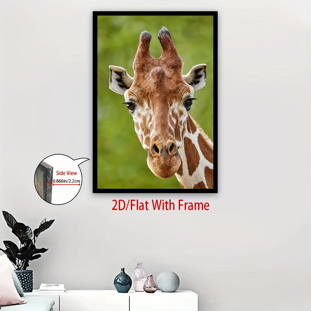 2D Flat, Framed Giraffe Close-Up Canvas - Modern Classic Wall Art Poster Print, Vibrant Giraffe Face Picture, Living Room, Bedroom Decor, 2D Flat, Giraffe Cross Stitch Kit, Giraffe Cross Stitch Kits