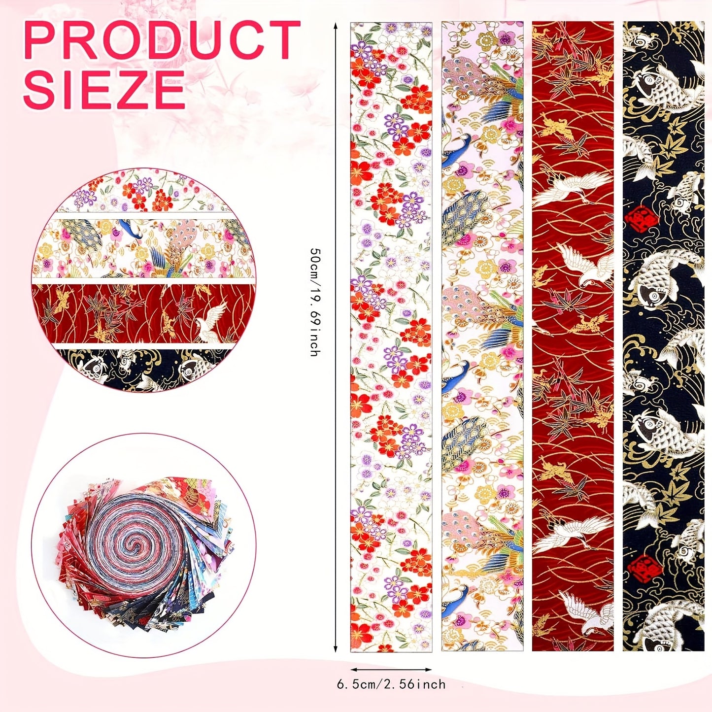 40pcs Jelly Roll Cotton, Fabric Bundles, Fabric Material DIY Projects for Adults - 2.56"X19.69" 100% Cotton Strips for Quilting And Sewing, DIY Projects for Clothes, Dolls, Home Decor