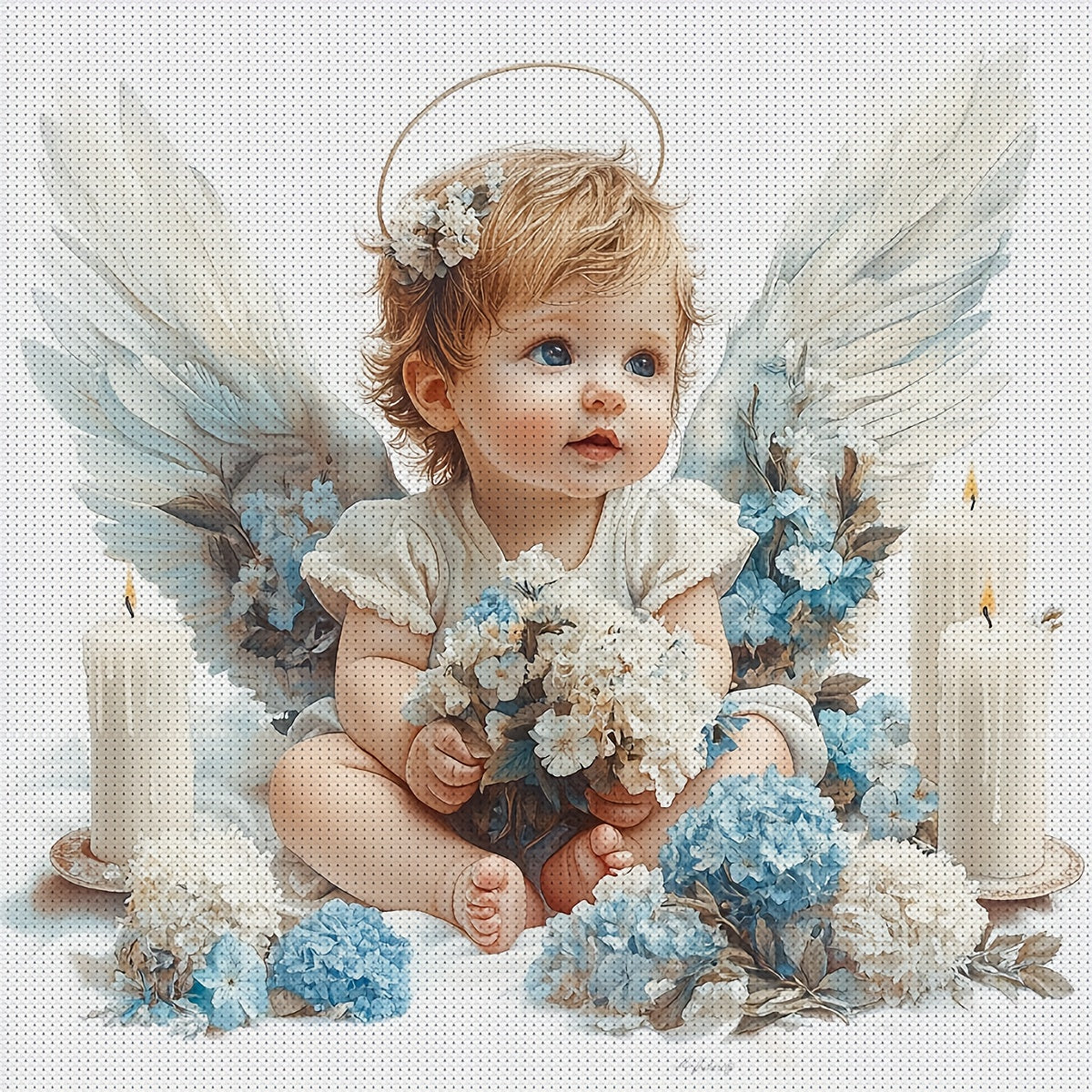 JOZYSH 11x11" Angel Cross Stitch Kit - Relaxing DIY Embroidery for Beginners, Includes Printed Fabric, Needle, Thread, Patterns & Instructions, Perfect for Home Wall Decor, Relaxing Craft Kit|Whimsical Design|Easy Embroidery