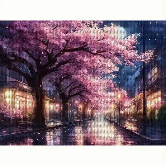 Autumn Street Scene Cross Stitch Kit, JOZYSH 11.8x15.7in - Complete Embroidery Set with Pattern, Fabric, Threads, Needles & Instructions - Ideal for Living Room & Bedroom Decor, DIY Craft Kit|Scenic Embroidery|Detailed Instru