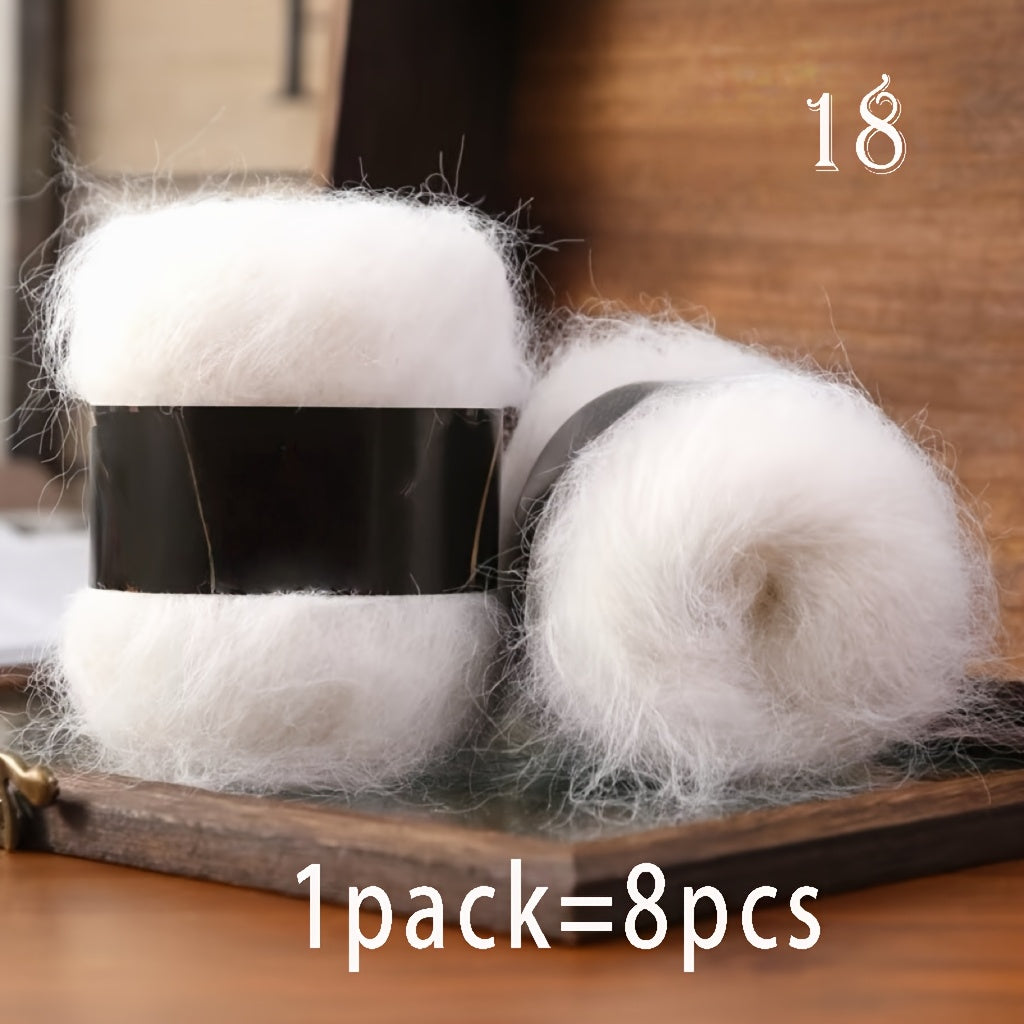 8pcs Luxury Alpaca & Yarn, Soft Fluffy Cloud Fiber Blend for Knitting and Crochet, Fashion Sweaters, Cardigans, Scarves, Hats, Shawls, Tops, Coats, Alpaca,