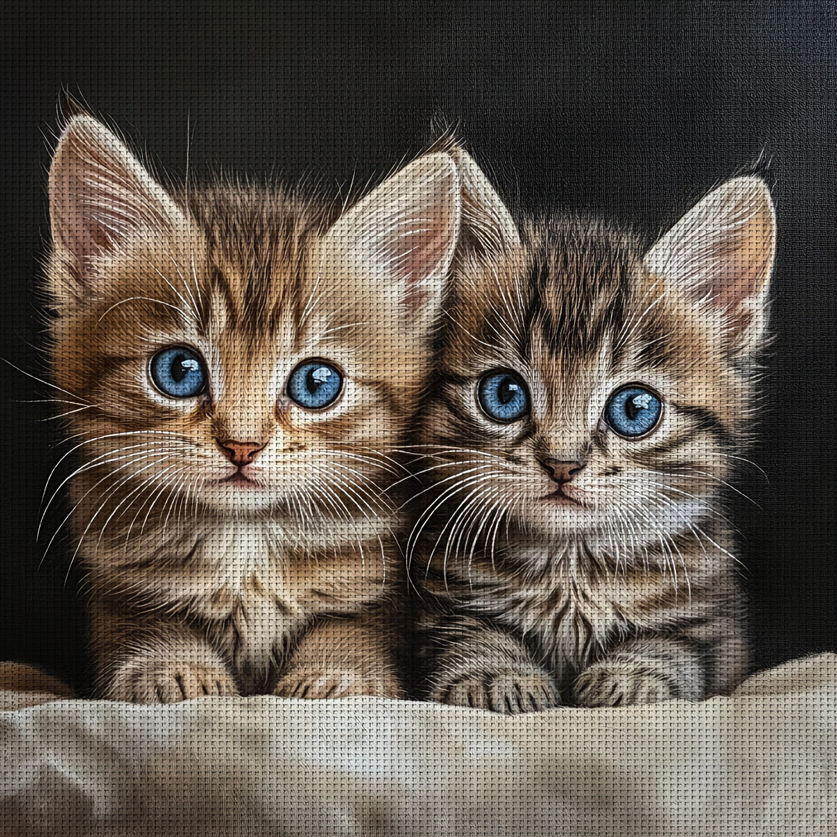 1set 30x30cm/11.8x11.8Inch DIY Cross Stitch Kit Frameless, Cute kittens, stamped cross stitch kits, Cross Stitch Set for Home Decor, Includes Patterned Fabric & Threads, Perfect for Living Room Entrance or Bedroom Decoration