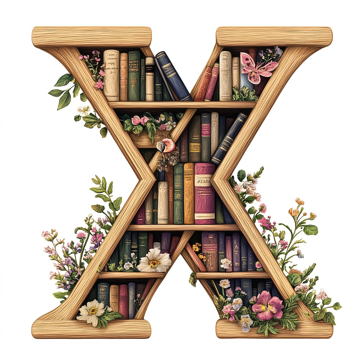 1pc JOZYSH Large Alphabet Cross Stitch DIY Kit with A-Z Letters, Numbers & Floral Frames - Complete Set with Pre-Printed Canvas, Needles, Threads, Instructions - 40x40cm/15.7x15.7in - Perfect for Home/Office Decor, Birthday/C