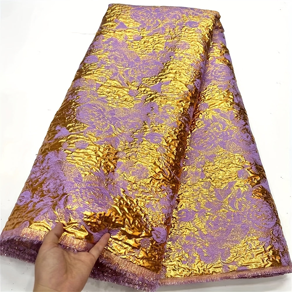 5yards Unique Design African Nigerian Gilding Tulle Lace Fabric Embroidery Pink French Jacquard Brocade Voile Lace Fabrics For Party