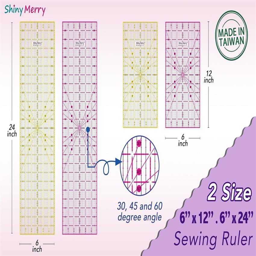 Shiny Merry Quilting Ruler 6 | Color, Grid Pattern for Quilting Projects