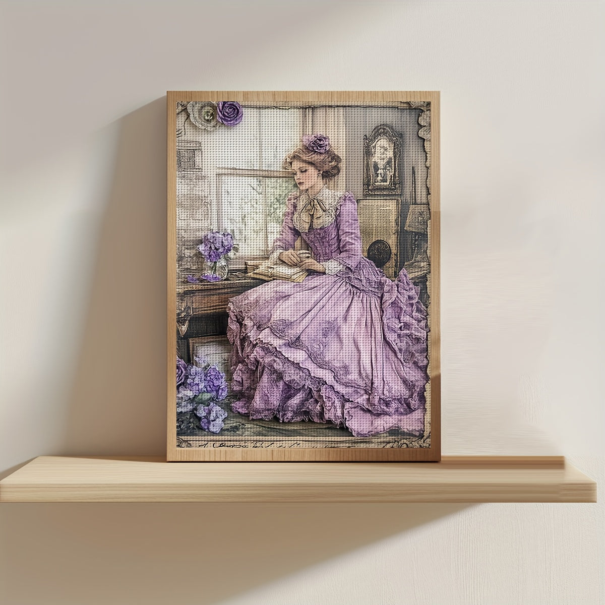 1pc Elegant Victorian Lady 11CT/14CT Print Cross Stitch DIY Kit - 30x40cm/11.8x15.7in/40x50cm/15.7x19.6in, Relaxing Adult & Beginner Stitching Project, Perfect for Bedroom & Living Room Wall Decor, Includes Canvas, Needles, T