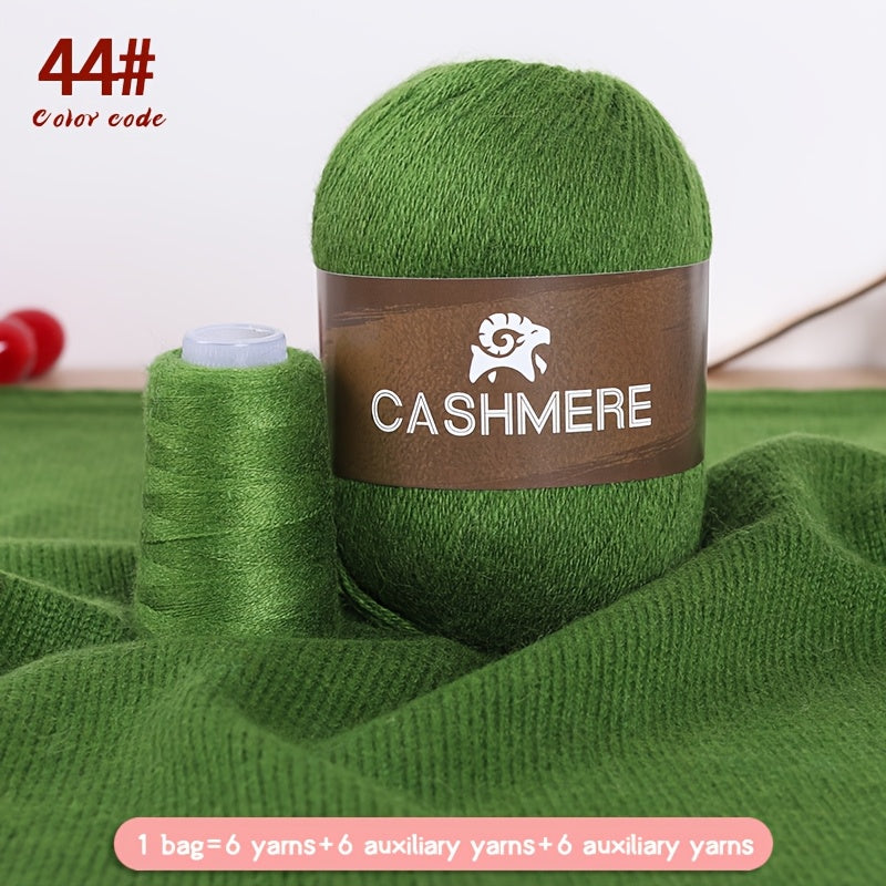 6Pairs Cashmere 100. Yarn, Soft Warm Yarn for DIY Crocheting And Knitting Hat, Scarf Total 300G+120G